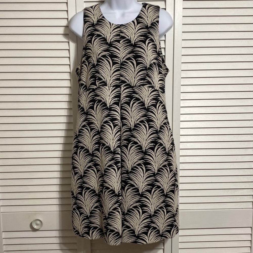 Rachel Roy Black White Palm Leaf Tropical Print Dress!